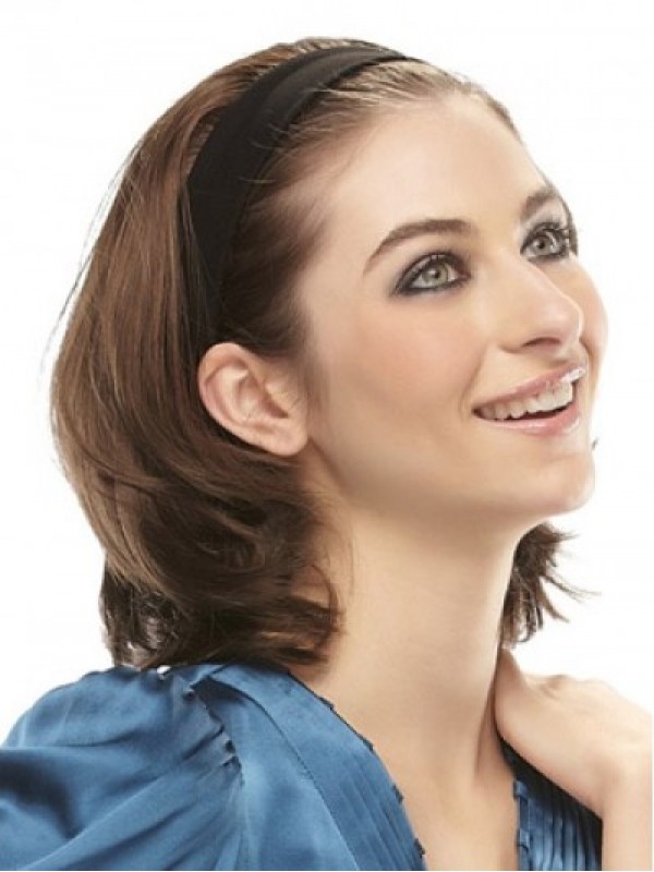 Mid-length 3/4 Wig With Soft Black Attached Headband