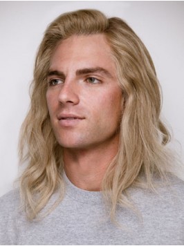 Long Wavy  Human  Mens Lace Wigs