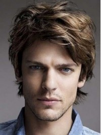 Short Wavy Lace Human  Men Wigs