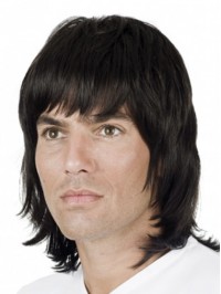 Medium Straight  Human  Men Wigs