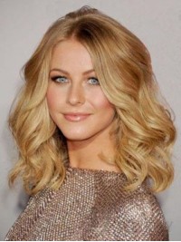 Blonde Central Parting Medium Wavy Lace Front Human Hair Wigs