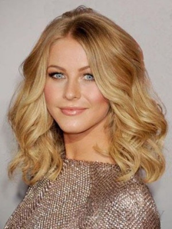 Blonde Central Parting Medium Wavy Lace Front Human Hair Wigs