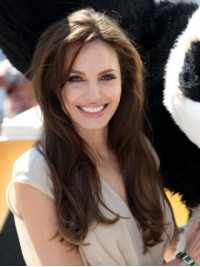 Angelina Jolie Long Straight Full Lace Human Hair Wigs With Side Bangs