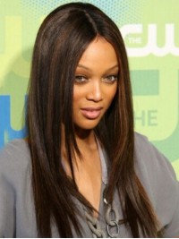 Layered Central Parting Long Straight Lace Front Human Hair Wigs