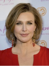 Brenda Strong Medium Wavy Full Lace Human Hair Wigs With Side Bangs