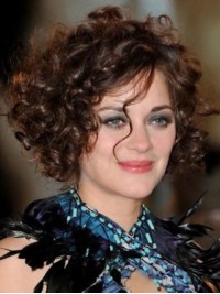 Short Curly Full Lace Synthetic Wigs With Side Bangs