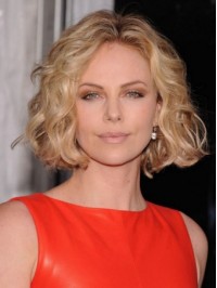 Blonde Short Wavy Central Parting Lace Front Synthetic Wigs