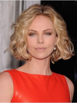 Blonde Short Wavy Central Parting Lace Front Synth...
