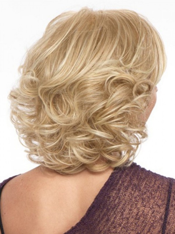 Short Medium Wavy Blonde Wig