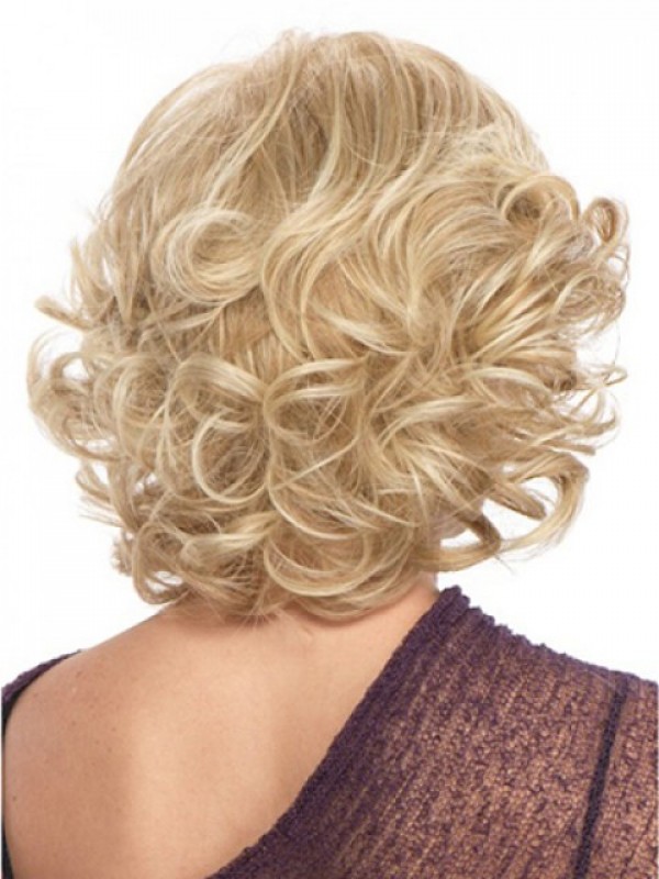 Short Medium Wavy Blonde Wig