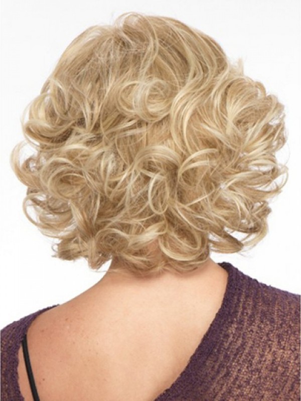 Short Medium Wavy Blonde Wig