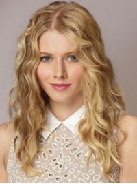 Central Parting Long Blonde Lace Front Wavy Wig