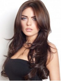 Central Parting Brown Long Wavy Wig