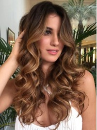 Central Parting Ombre Long Wavy Lace Front Wig