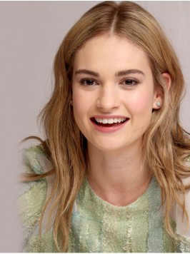Lily James Central Parting Long Wavy Lace Front Wi...