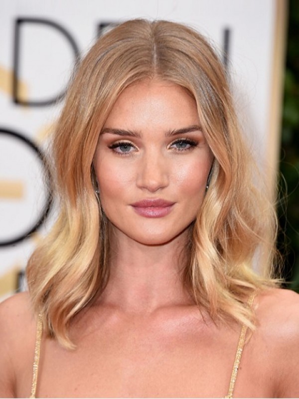 Rosie Huntington Whiteley Central Parting Lace Front Long Wavy Wig