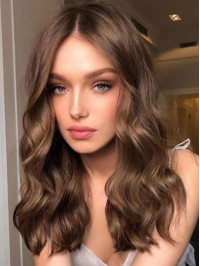 Central Parting Long Wavy Lace Front Wig
