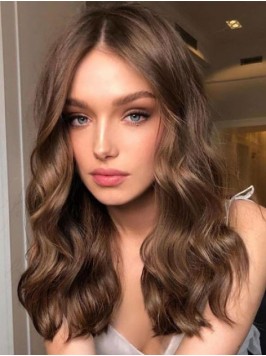 Central Parting Long Wavy Lace Front Wig