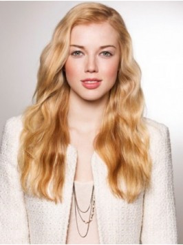 Long Blonde Wavy Lace Front Wig