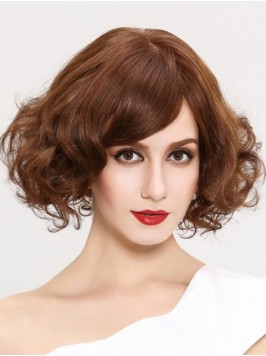 Brown Short Wavy Short Full Lace Wig