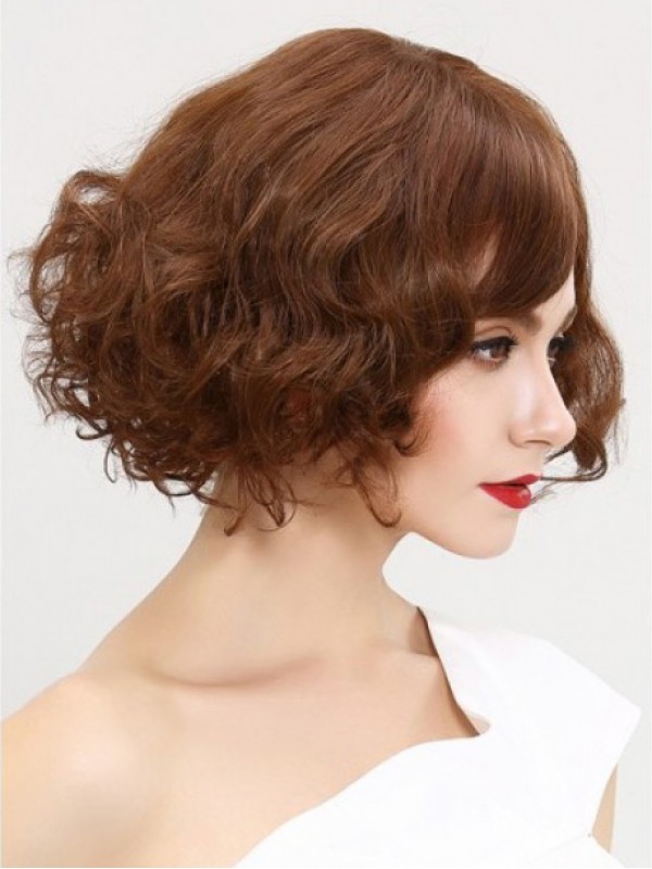 Brown Short Wavy Short Full Lace Wig