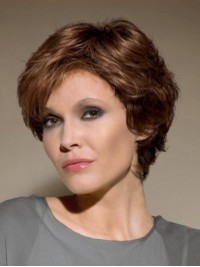 Brown Short Wavy Lace Front Wig