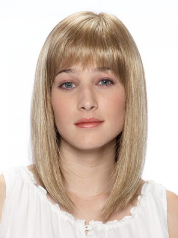 Blonde Medium Straight Lace Front Wigs