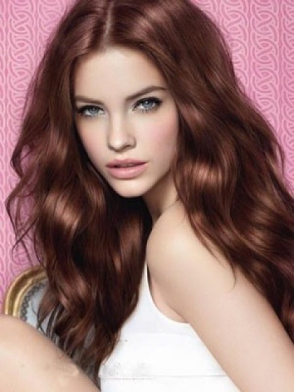 Brown Central Parting Wavy Long Lace Front Wig