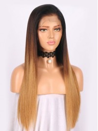 Long Straight Two Tone Human Hair Wig