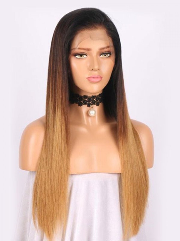 Long Straight Two Tone Human Hair Wig