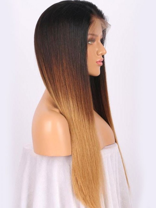 Long Straight Two Tone Human Hair Wig