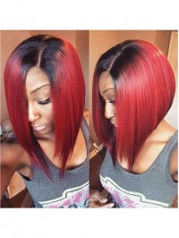 Medium Straight Bob Two Tone Human Hair Wig