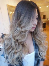 Two Colors Ombre Blond Long Full Lace Human Hair Wig