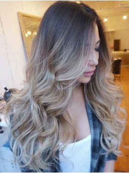 Two Colors Ombre Blond Long Full Lace Human Hair W...