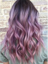 Ombre Purple Long Wavy Human Wig