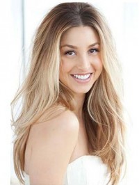Light Blonde Two Colors Ombre Long Wavy Lace Front Human Hair Wig