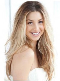 Light Blonde Two Colors Ombre Long Wavy Lace Front Human Hair Wig