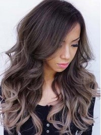 Two Colors Ombre Long Wavy Lace Front Human Hair Wig