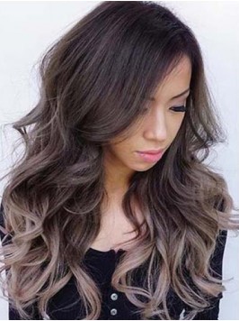 Two Colors Ombre Long Wavy Lace Front Human Hair W...