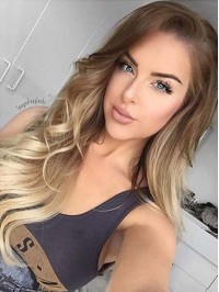 Long Two Colors Ombre Lace Front Human Hair Wig