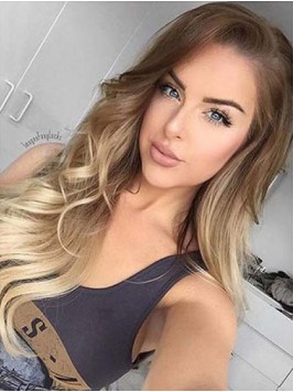 Long Two Colors Ombre Lace Front Human Hair Wig