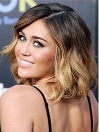 Black To Blond Short Wavy Full Lace Human Hair Wig