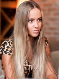 Two Colors Ombre Long Full Lace Human Hair Wig