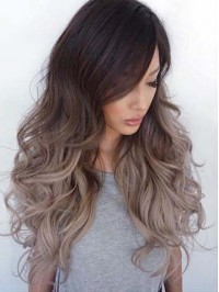 Two Colors Ombre Long Wavy Lace Front Human Hair Wig