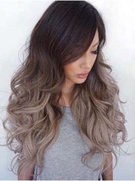 Two Colors Ombre Long Wavy Lace Front Human Hair W...