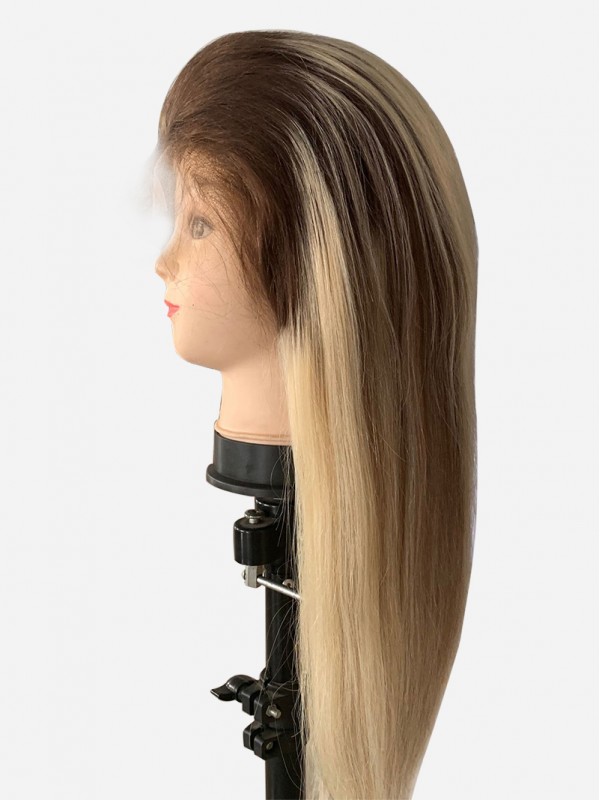 Ombre Long Straight Lace Front Human Wigs With Baby Hair