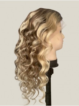 Ombre Long Wavy Lace Front Human Wigs With Baby Ha...