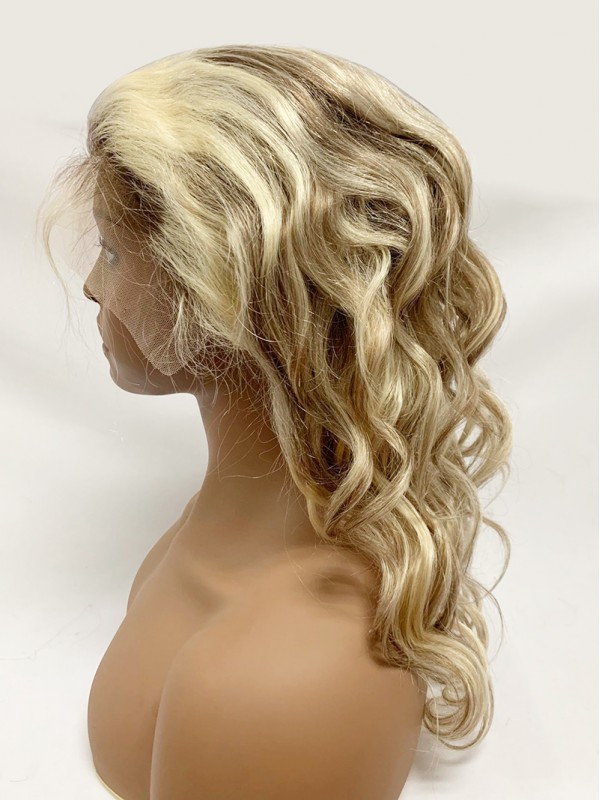 Ombre Long Wavy Lace Front Human Wigs With Baby Hair