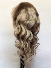 Ombre Long Wavy Lace Front Human Wigs With Baby Hair