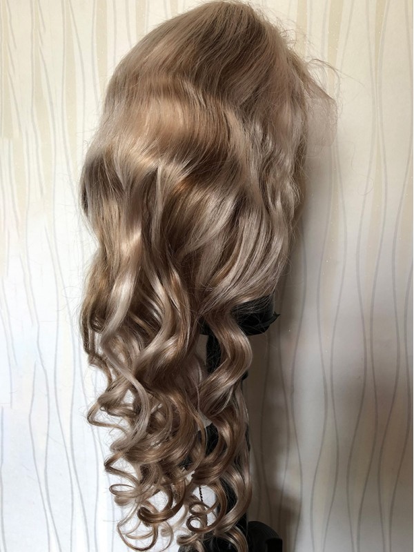 Ombre Long Wavy Lace Front Human Wigs With Baby Hair